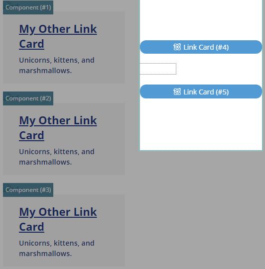 An example of component edit buttons reading 'Link Card' followed by a number