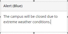 A basic table cell with the header 'Alert' and example content regarding school closure