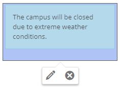 A basic alert message with example content regarding school closure